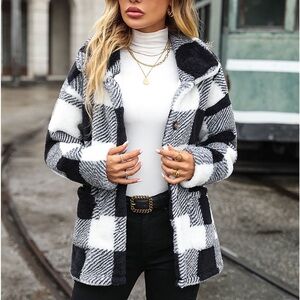 Plaid Collared Neck Button Down Jacket